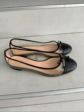 Women’s J Crew Black Cap-Toe Clear Ballet Flats